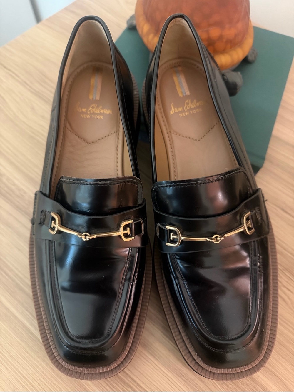 Sam Edelman Black Leather Laurs Platform Horsebit Loafers